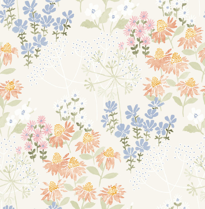 Cultivate Pastel Springtime Blooms Wallpaper by A-Street Prints Terrace Covers about 56.4 square feet 20.5-in by 33-ft long roll Unpasted 20.86 - Fabric Carolina -