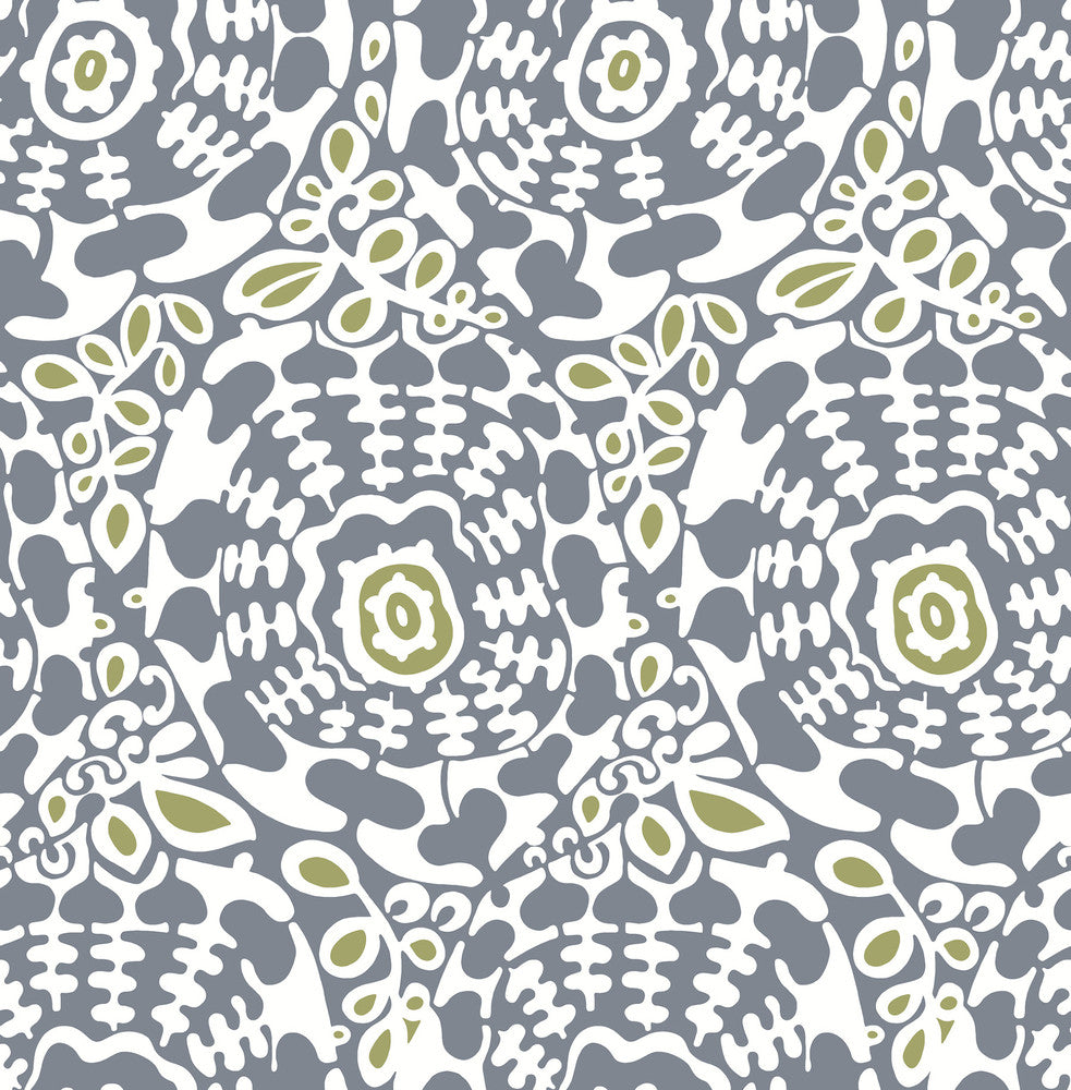 Divine Slate Abstract Medallion Wallpaper by A-Street Prints Terrace Covers about 56.4 square feet 20.5-in by 33-ft long roll Unpasted 20.86 - Fabric Carolina -