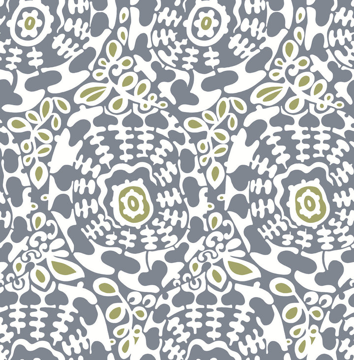 Divine Slate Abstract Medallion Wallpaper by A-Street Prints Terrace Covers about 56.4 square feet 20.5-in by 33-ft long roll Unpasted 20.86 - Fabric Carolina -