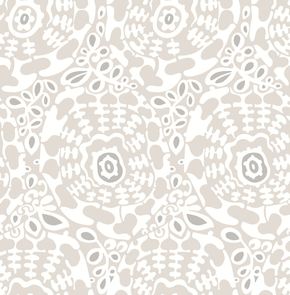Divine Grey Abstract Medallion Wallpaper by A-Street Prints Terrace Covers about 56.4 square feet 20.5-in by 33-ft long roll Unpasted 20.86 - Fabric Carolina -