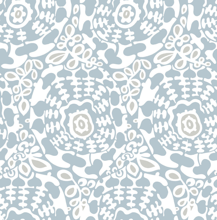 Divine Light Blue Abstract Medallion Wallpaper by A-Street Prints Terrace Covers about 56.4 square feet 20.5-in by 33-ft long roll Unpasted 20.86 - Fabric Carolina -