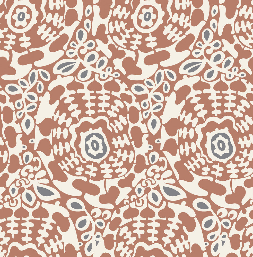 Divine Rust Abstract Medallion Wallpaper by A-Street Prints Terrace Covers about 56.4 square feet 20.5-in by 33-ft long roll Unpasted 20.86 - Fabric Carolina -