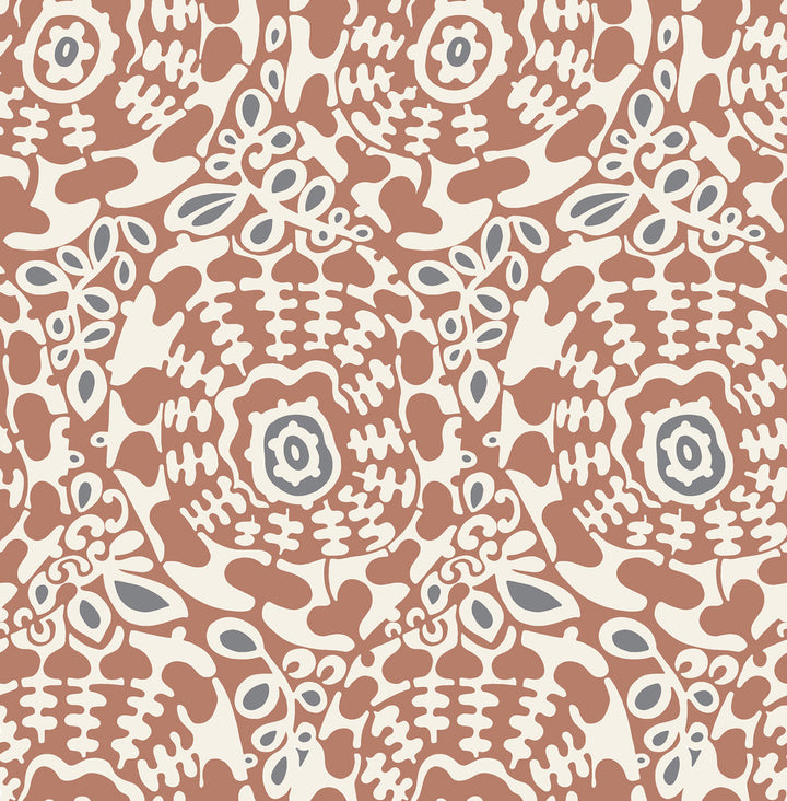 Divine Rust Abstract Medallion Wallpaper by A-Street Prints Terrace Covers about 56.4 square feet 20.5-in by 33-ft long roll Unpasted 20.86 - Fabric Carolina -