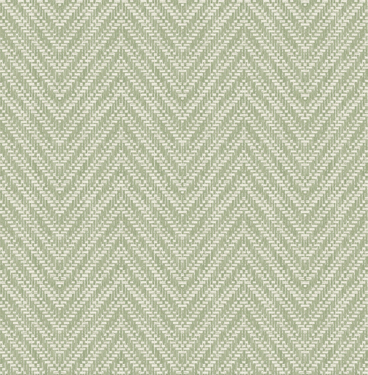 Glynn Green Chevron Wallpaper by A-Street Prints Terrace Covers about 56.4 square feet 20.5-in by 33-ft long roll Unpasted 20.86 - Fabric Carolina -