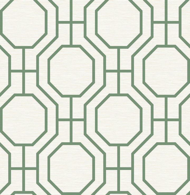 Manor Green Geometric Trellis Wallpaper by A-Street Prints Terrace Covers about 56.4 square feet 20.5-in by 33-ft long roll Unpasted 10.4 - Fabric Carolina -