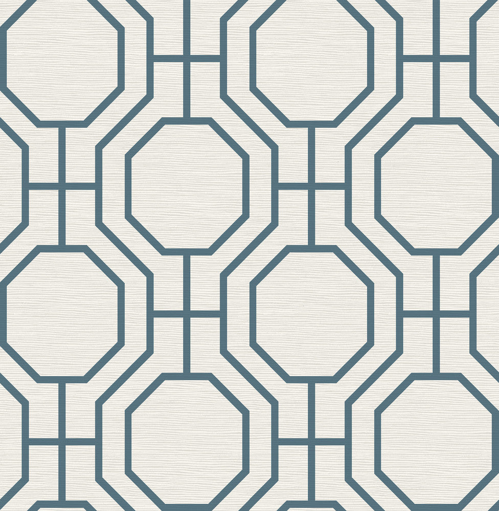 Manor Blue Geometric Trellis Wallpaper by A-Street Prints Terrace Covers about 56.4 square feet 20.5-in by 33-ft long roll Unpasted 10.4 - Fabric Carolina -