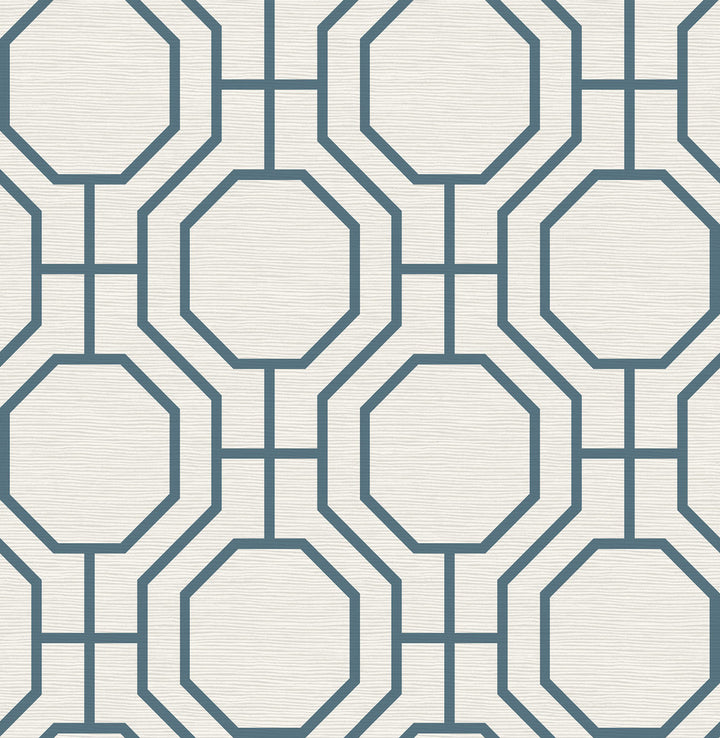 Manor Blue Geometric Trellis Wallpaper by A-Street Prints Terrace Covers about 56.4 square feet 20.5-in by 33-ft long roll Unpasted 10.4 - Fabric Carolina -