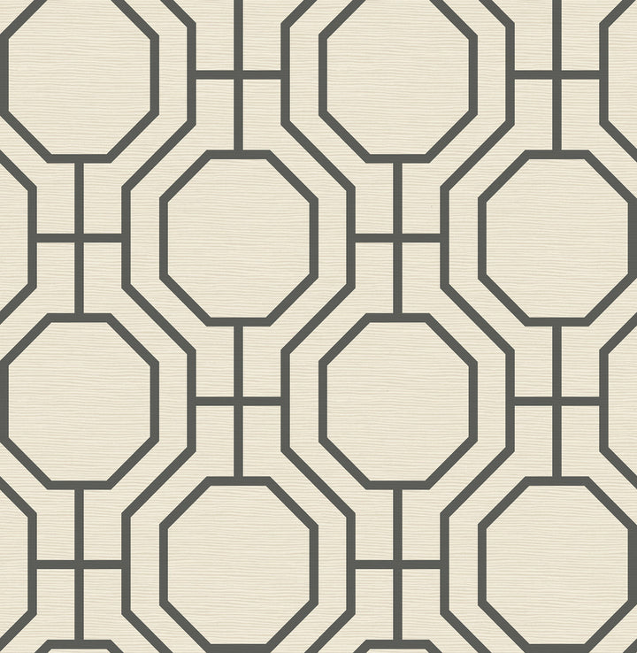 Manor Black Geometric Trellis Wallpaper by A-Street Prints Terrace Covers about 56.4 square feet 20.5-in by 33-ft long roll Unpasted 10.4 - Fabric Carolina -