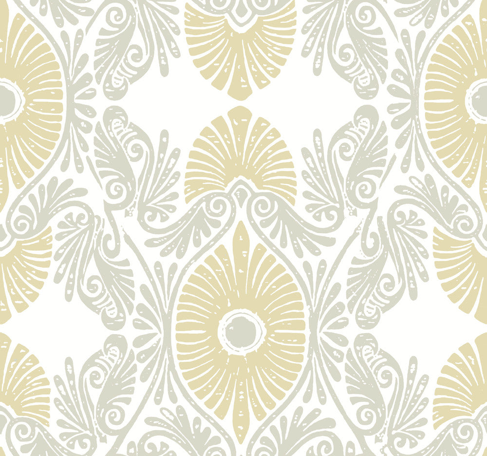 Villa Light Yellow Embellished Ogee Wallpaper by A-Street Prints Terrace Covers about 60.8 square feet 27-in by 27-ft long roll Unpasted 25.25 - Fabric Carolina -