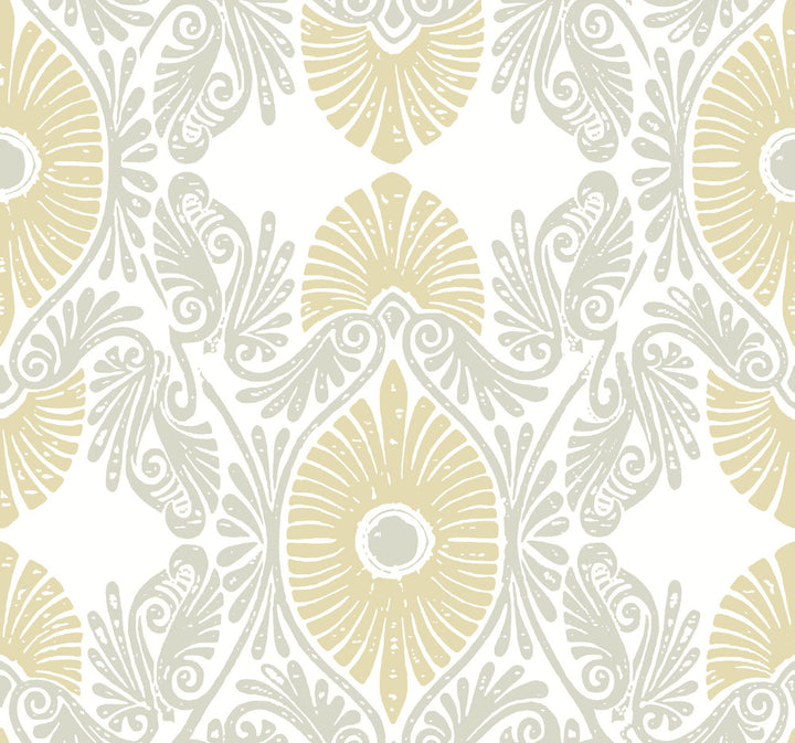 Villa Light Yellow Embellished Ogee Wallpaper by A-Street Prints Terrace Covers about 60.8 square feet 27-in by 27-ft long roll Unpasted 25.25 - Fabric Carolina -