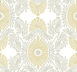 Villa Light Yellow Embellished Ogee Wallpaper by A-Street Prints