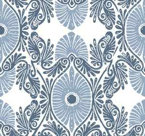 Villa Blue Embellished Ogee Wallpaper by A-Street Prints