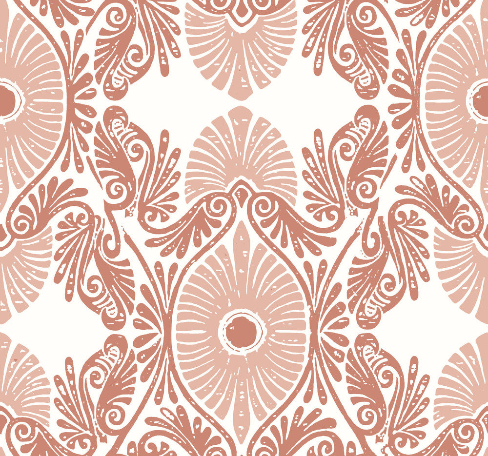Villa Raspberry Embellished Ogee Wallpaper by A-Street Prints Terrace Covers about 60.8 square feet 27-in by 27-ft long roll Unpasted 25.25 - Fabric Carolina -
