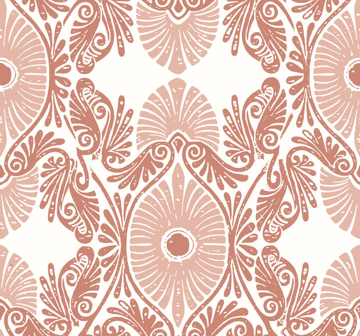 Villa Raspberry Embellished Ogee Wallpaper by A-Street Prints Terrace Covers about 60.8 square feet 27-in by 27-ft long roll Unpasted 25.25 - Fabric Carolina -