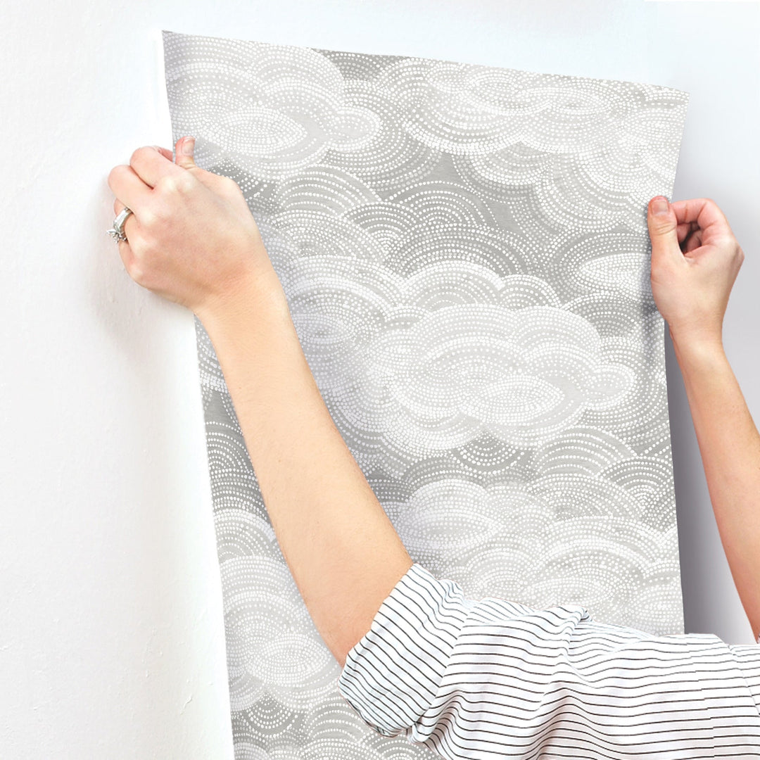 Vision Grey Stipple Clouds Wallpaper by A-Street Prints Designer