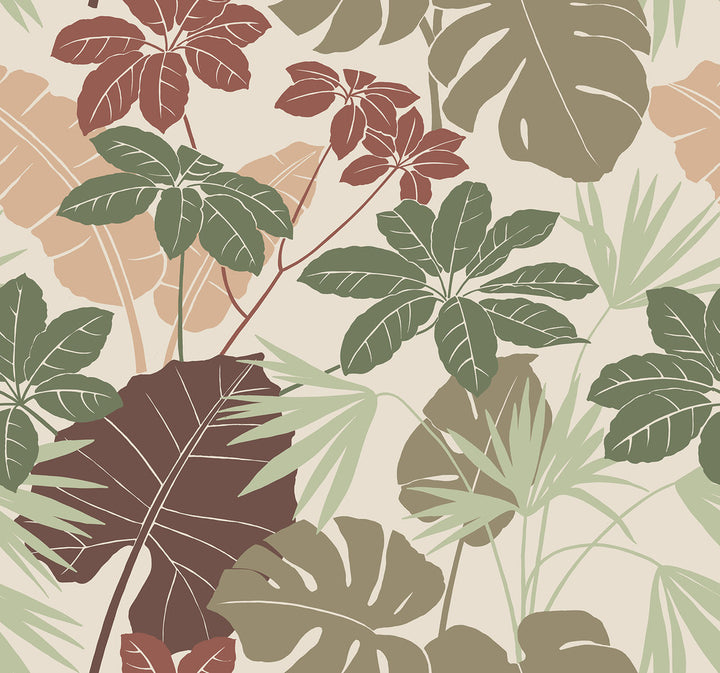 Medellin Neutral Rainforest Floor Wallpaper by A-Street Prints Terrace Covers about 60.8 square feet 27-in by 27-ft long roll Unpasted 25.25 - Fabric Carolina -