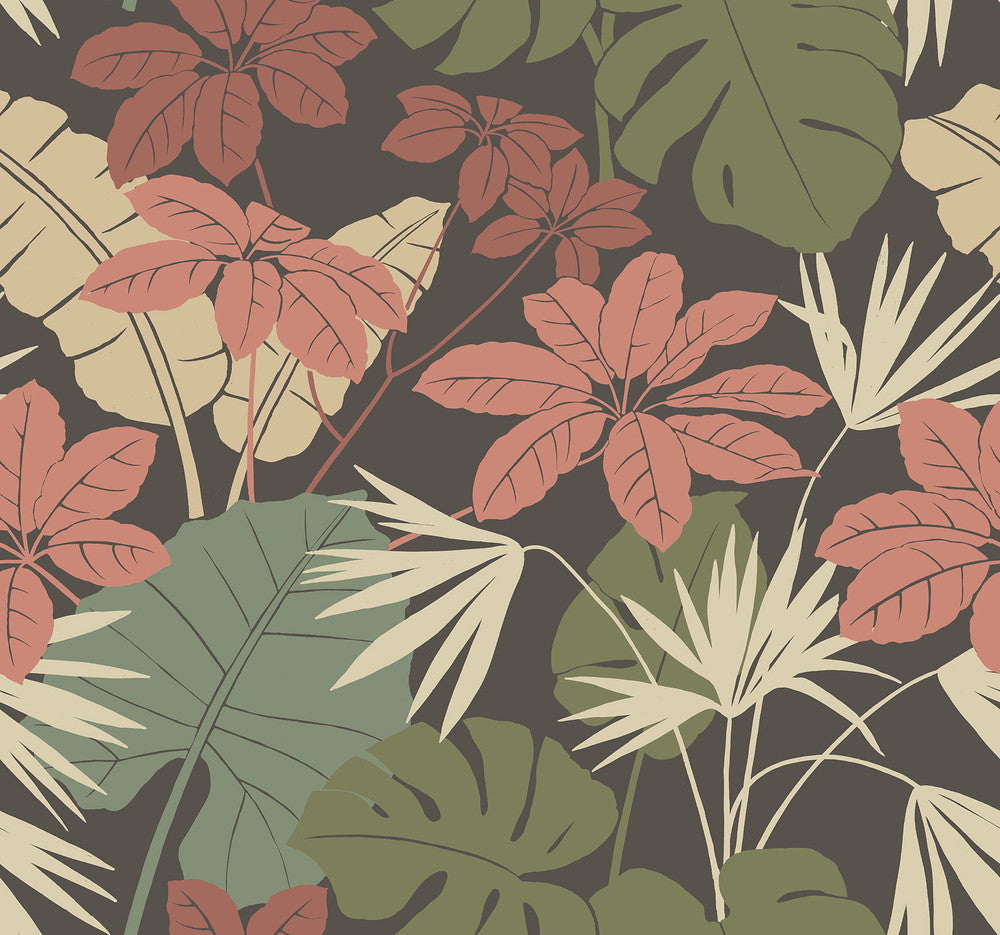 Medellin Black Rainforest Floor Wallpaper by A-Street Prints Terrace Covers about 60.8 square feet 27-in by 27-ft long roll Unpasted 25.25 - Fabric Carolina -