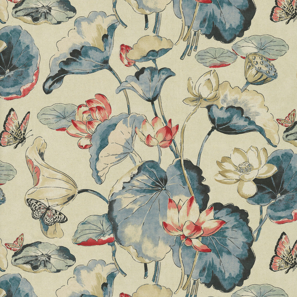 Water Garden Indigo 412262 by PKL Studio Fabric 80% Cotton, 20% Linen China 15000 Horizontal: 27 and Vertical: 25.25 54/55 - Fabric Carolina -