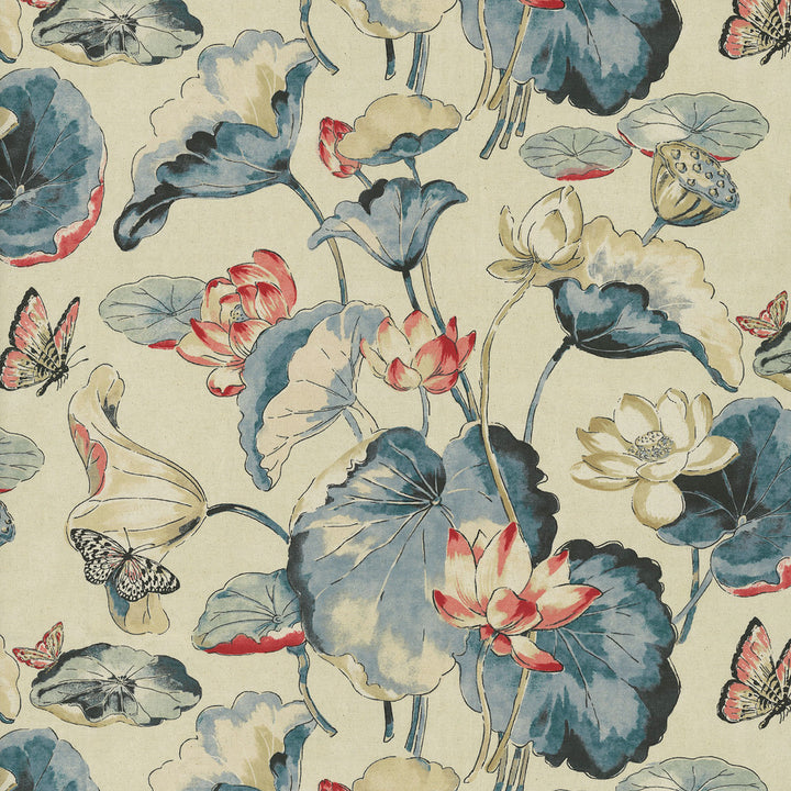 Water Garden Indigo 412262 by PKL Studio Fabric 80% Cotton, 20% Linen China 15000 Horizontal: 27 and Vertical: 25.25 54/55 - Fabric Carolina -