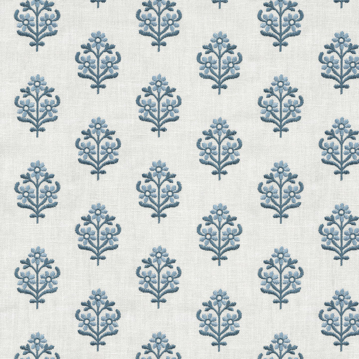 Floral Sprig Emb Porcelain 412380 by PKL Studio Fabric Base 50% polyester, 50% cotton Emb: 100% polyester India 6000 Horizontal: 4.5 and Vertical: 3 55 - Fabric Carolina -