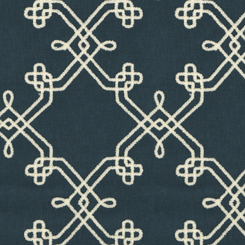 Dynasty Emb Indigo 412443 by PKL Studio Fabric Base 60% polyester, 30% cotton, 10% linen Emb: 100% polyester India 51000 Horizontal: 8.75 and Vertical: 9.25 55 - Fabric Carolina -