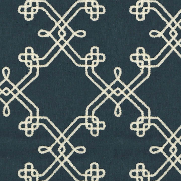 Dynasty Emb Indigo 412443 by PKL Studio Fabric Base 60% polyester, 30% cotton, 10% linen Emb: 100% polyester India 51000 Horizontal: 8.75 and Vertical: 9.25 55 - Fabric Carolina -