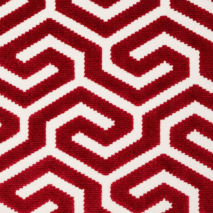 Ming Fret Velvet Red 73105 by Schumacher Fabric Cut & Patterned Velvets 3.75" - Fabric Carolina -