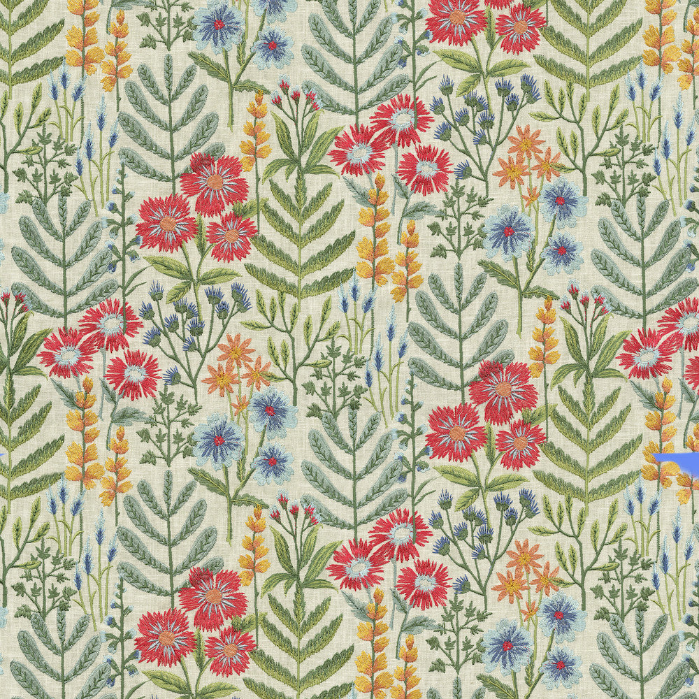 Wildflower Emb Summer 412470 by PKL Studio Designer Fabric Base 52% polyester, 48% cotton Emb: 100% rayon India 51000 Horizontal: 17 and Vertical: 12.5 54 - Swanky Fabrics -