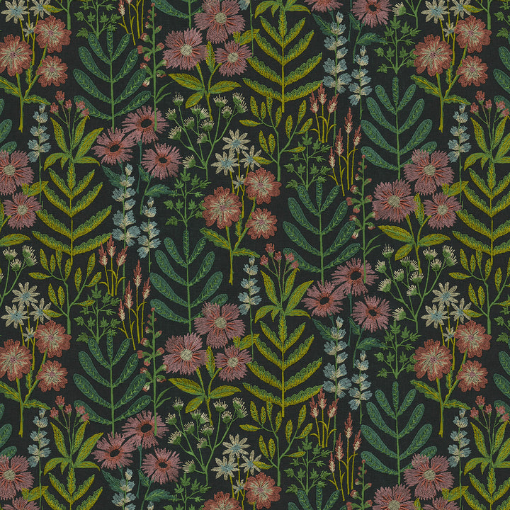 Wildflower Emb Twilight 412472 by PKL Studio Fabric Base 52% polyester, 48% cotton Emb: 100% rayon India 51000 Horizontal: 17 and Vertical: 12.5 54 - Fabric Carolina -