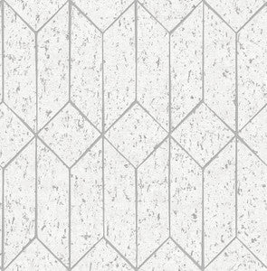 Hayden White Concrete Trellis Wallpaper by Advantage