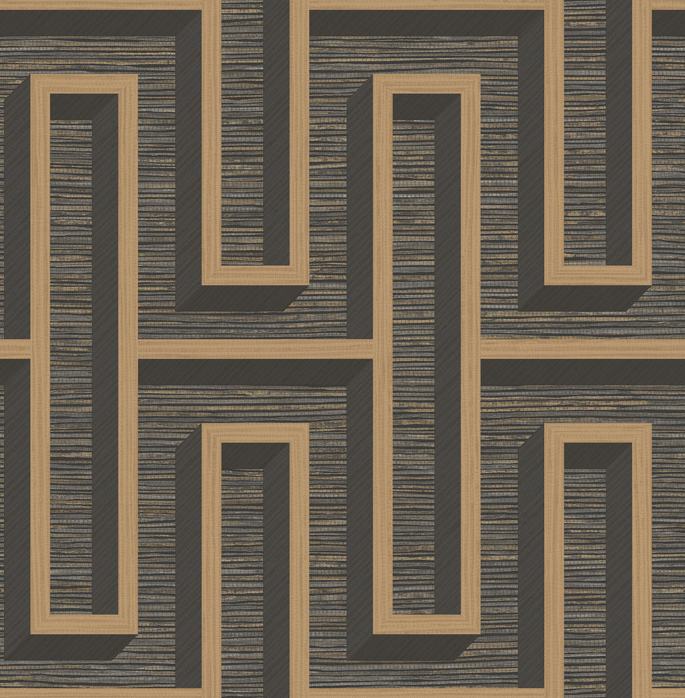 Henley Black Geometric Grasscloth Wallpaper by Advantage Fusion Covers about 56.4 square feet 20.5-in by 33-ft long roll Unpasted 20.9 - Fabric Carolina -