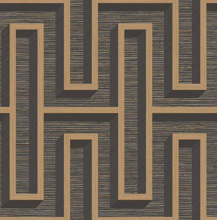 Henley Black Geometric Grasscloth Wallpaper by Advantage Fusion Covers about 56.4 square feet 20.5-in by 33-ft long roll Unpasted 20.9 - Fabric Carolina -