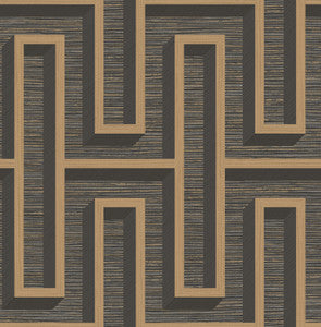 Henley Black Geometric Grasscloth Wallpaper by Advantage