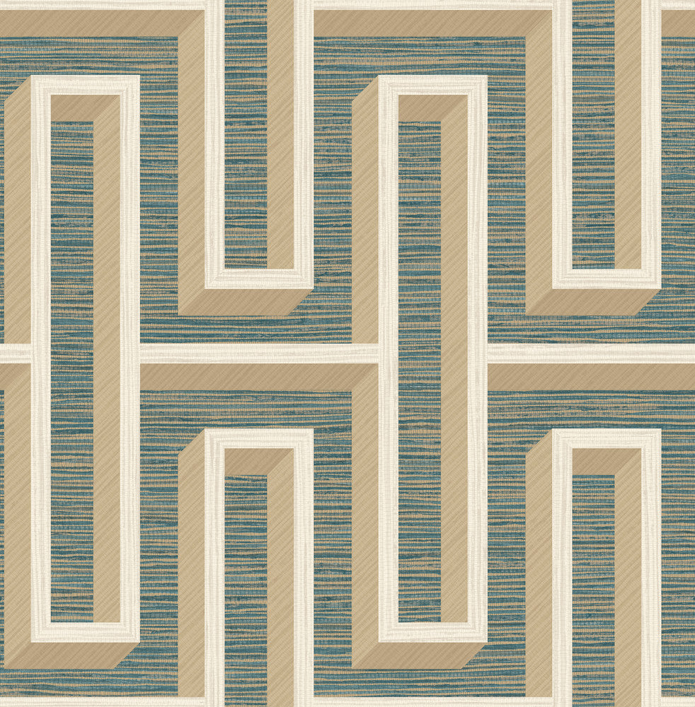 Henley Teal Geometric Grasscloth Wallpaper by Advantage Fusion Covers about 56.4 square feet 20.5-in by 33-ft long roll Unpasted 20.9 - Fabric Carolina -