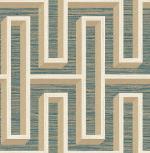 Henley Teal Geometric Grasscloth Wallpaper by Advantage