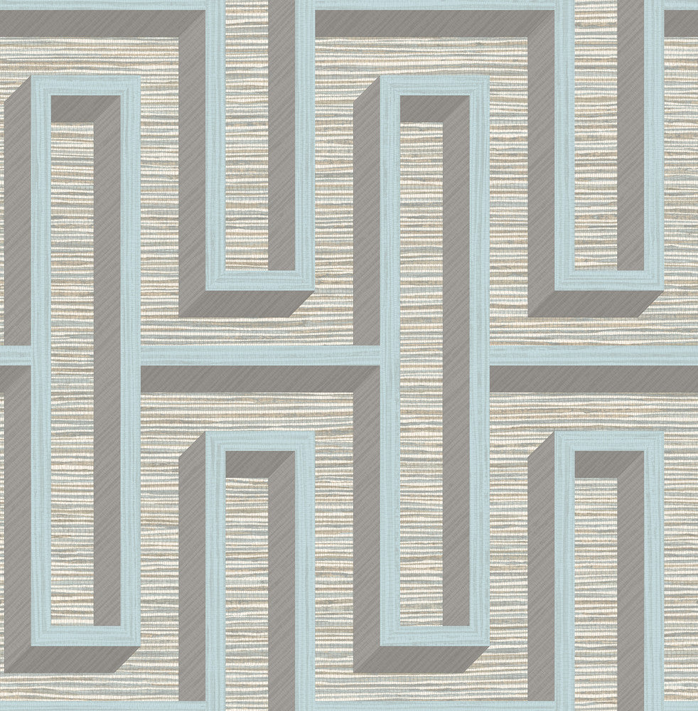 Henley Light Blue Geometric Grasscloth Wallpaper by Advantage Fusion Covers about 56.4 square feet 20.5-in by 33-ft long roll Unpasted 20.9 - Fabric Carolina -