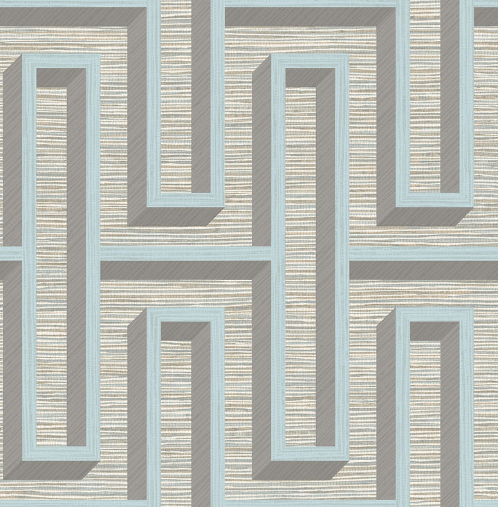 Henley Light Blue Geometric Grasscloth Wallpaper by Advantage Fusion Covers about 56.4 square feet 20.5-in by 33-ft long roll Unpasted 20.9 - Fabric Carolina -