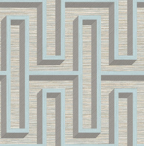 Henley Light Blue Geometric Grasscloth Wallpaper by Advantage