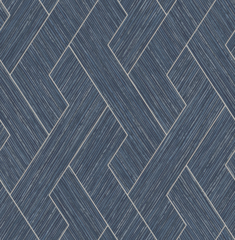 Ember Indigo Geometric Basketweave Wallpaper by Advantage Fusion Covers about 56.4 square feet 20.5-in by 33-ft long roll Unpasted 20.9 - Fabric Carolina -