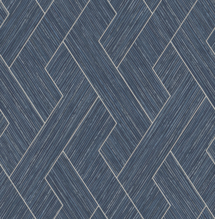 Ember Indigo Geometric Basketweave Wallpaper by Advantage Fusion Covers about 56.4 square feet 20.5-in by 33-ft long roll Unpasted 20.9 - Fabric Carolina -