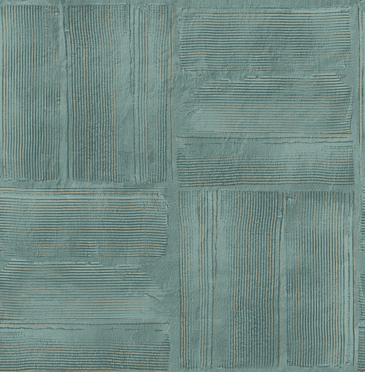 Jasper Teal Block Texture Wallpaper by Advantage Fusion Covers about 56.4 square feet 20.5-in by 33-ft long roll Unpasted 20.9 - Fabric Carolina -