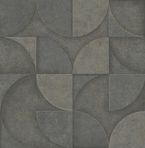 Addison Charcoal Retro Geo Wallpaper by Advantage