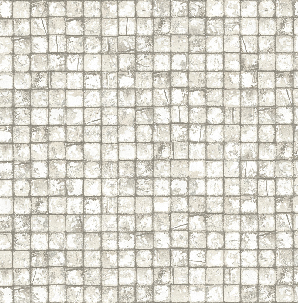 Kingsley Off White Tiled Wallpaper by Advantage Fusion Covers about 56.4 square feet 20.5-in by 33-ft long roll Unpasted 10.4 - Fabric Carolina -