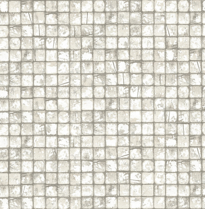 Kingsley Off White Tiled Wallpaper by Advantage Fusion Covers about 56.4 square feet 20.5-in by 33-ft long roll Unpasted 10.4 - Fabric Carolina -