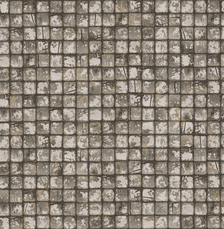Kingsley Grey Tiled Wallpaper by Advantage Fusion Covers about 56.4 square feet 20.5-in by 33-ft long roll Unpasted 10.4 - Fabric Carolina -