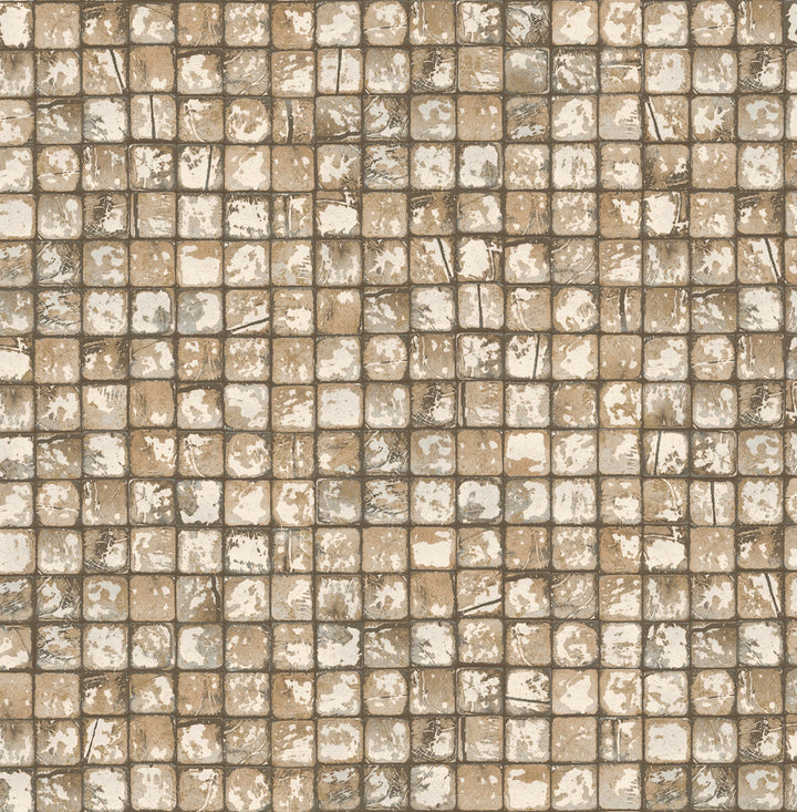 Kingsley Neutral Tiled Wallpaper by Advantage Fusion Covers about 56.4 square feet 20.5-in by 33-ft long roll Unpasted 10.4 - Fabric Carolina -