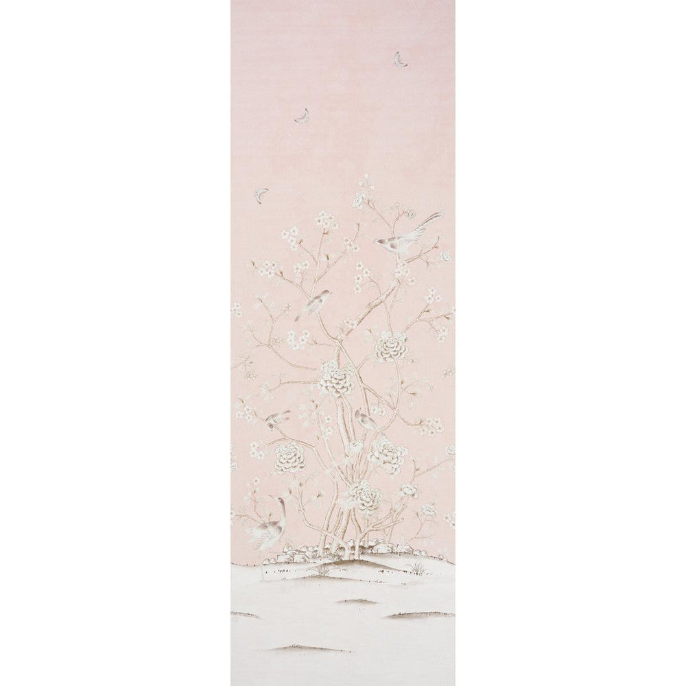 Chinois Palais Vinyl Panel Blush 5010160 by Schumacher Wallpaper Silver Lining Performance Wallcoverings 47.0" - Fabric Carolina -