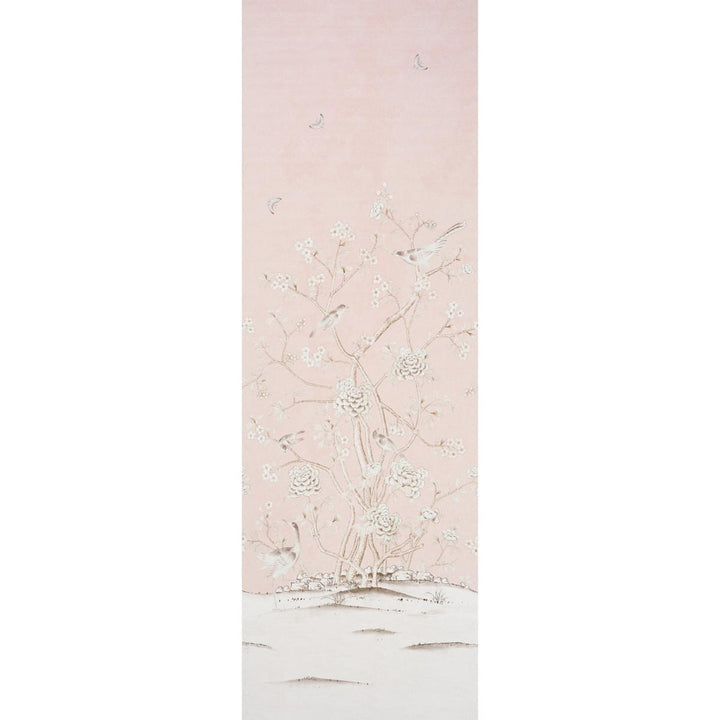 Chinois Palais Vinyl Panel Blush 5010160 by Schumacher Wallpaper Silver Lining Performance Wallcoverings 47.0" - Fabric Carolina -