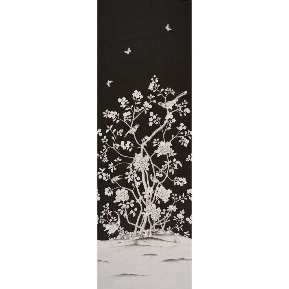 Chinois Palais Vinyl Panel Noir 5010162 by Schumacher Wallpaper Silver Lining Performance Wallcoverings 47.0" - Fabric Carolina -