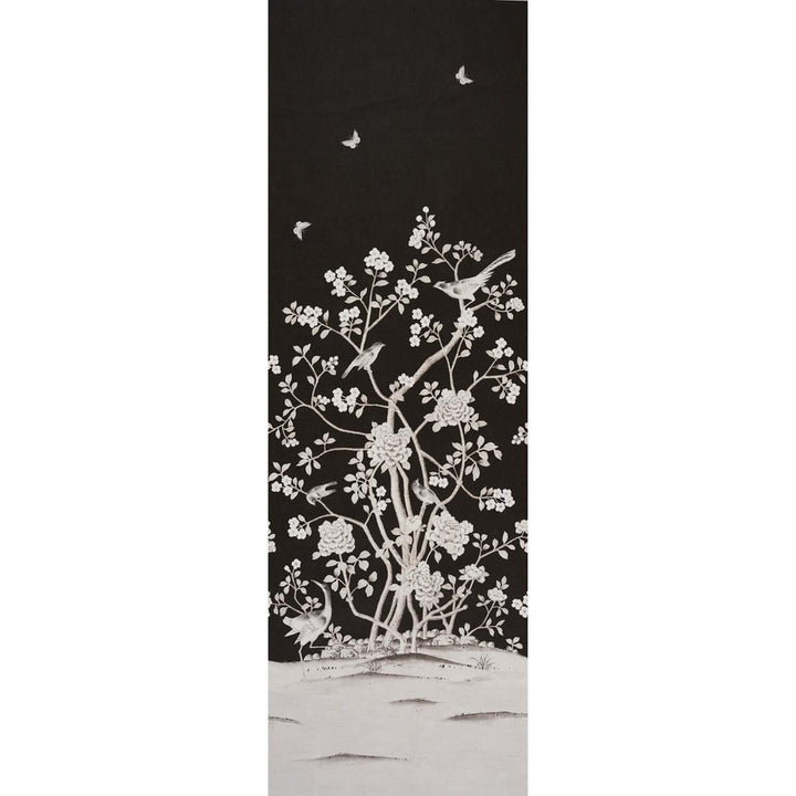 Chinois Palais Vinyl Panel Noir 5010162 by Schumacher Wallpaper Silver Lining Performance Wallcoverings 47.0" - Fabric Carolina -